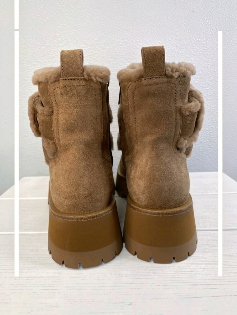 Jimmy Choo Meena Flat Shearling Zip Ankle Boots Womens US12 EU42 Toffee New - Picture 7 of 15